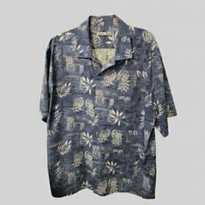 Batik Bay XL Hawaiian Shirt White Floral Coconut Button Blue Menswear